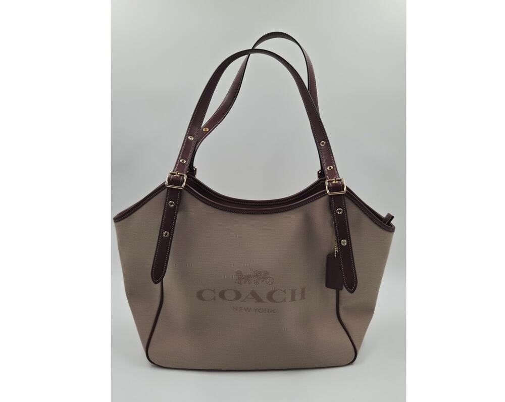 Coach Meadow Canvas Shoulder Bag / Tote Beige Brown EUC